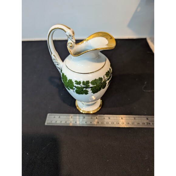 Meissen Green Ivy Sugar Bowl & Swan Handle Creamer – 19th/20th C – First Quality - Picture 16 of 16